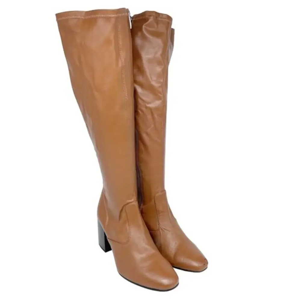 Franco Sarto Women's Talfer Square‎ Toe Knee High Boots Brown Wide Calf Size 9M